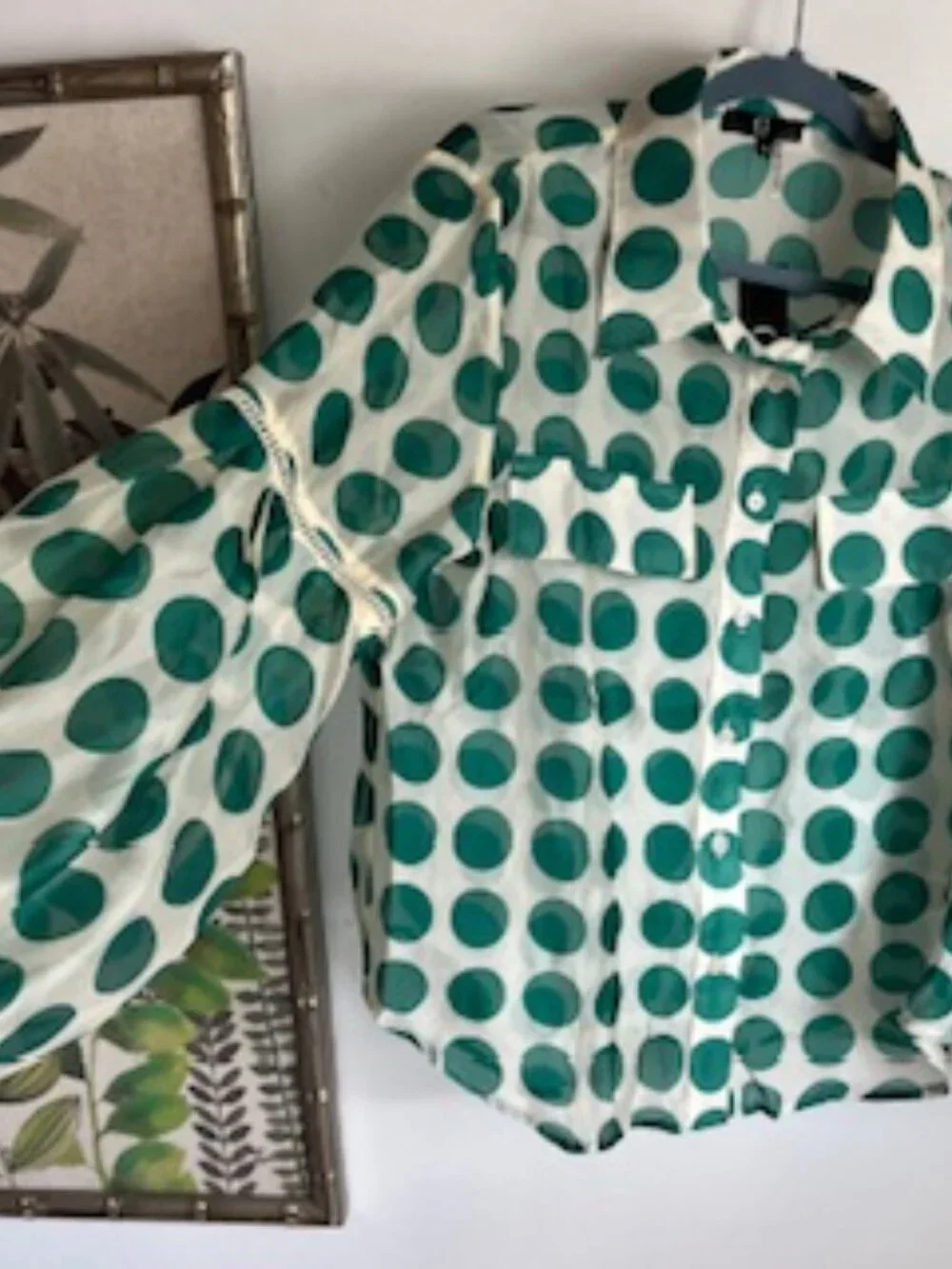 NWT G by Gracia Green Sheer Polka Dot Puff Sleeve Top Women's XL - Picture 4 of 13